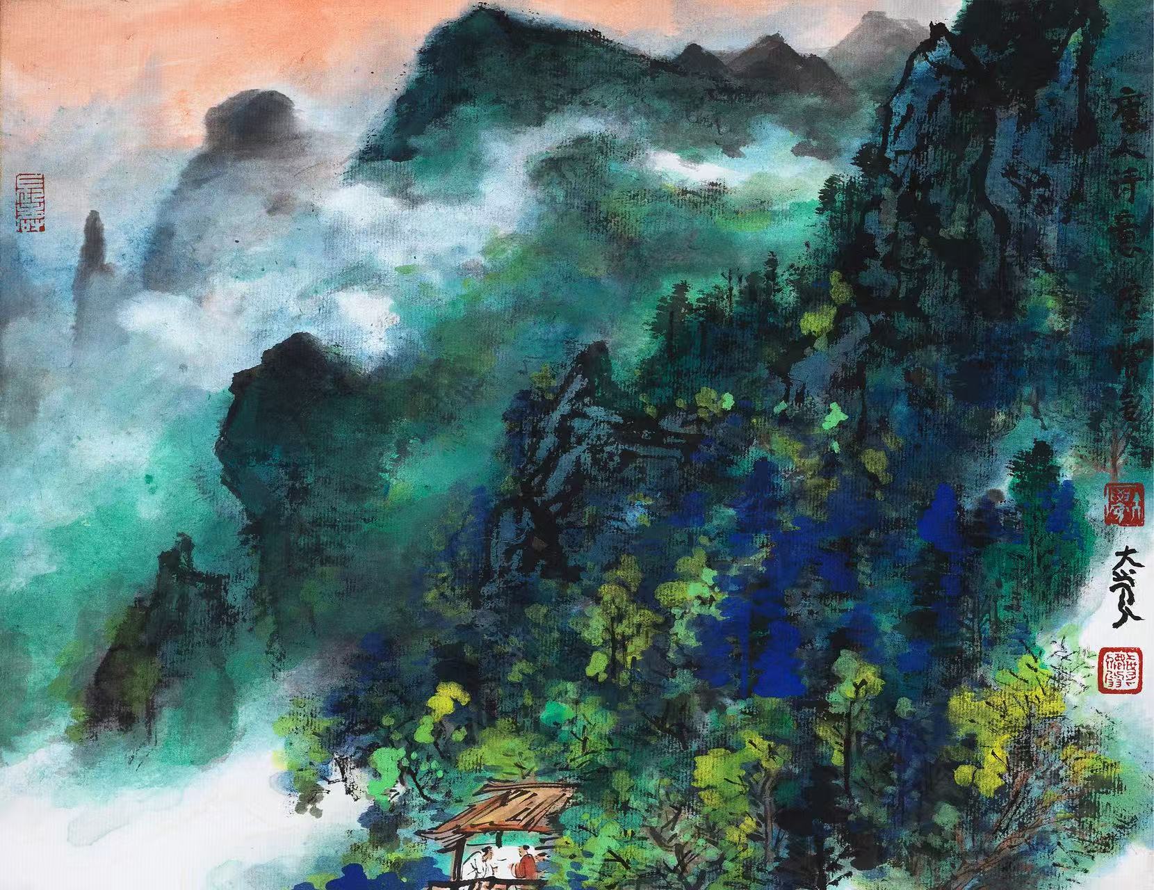 17503号杨彦《青绿山水》31.5x40卡纸已发杨彦微信作品背面有书法.jpg
