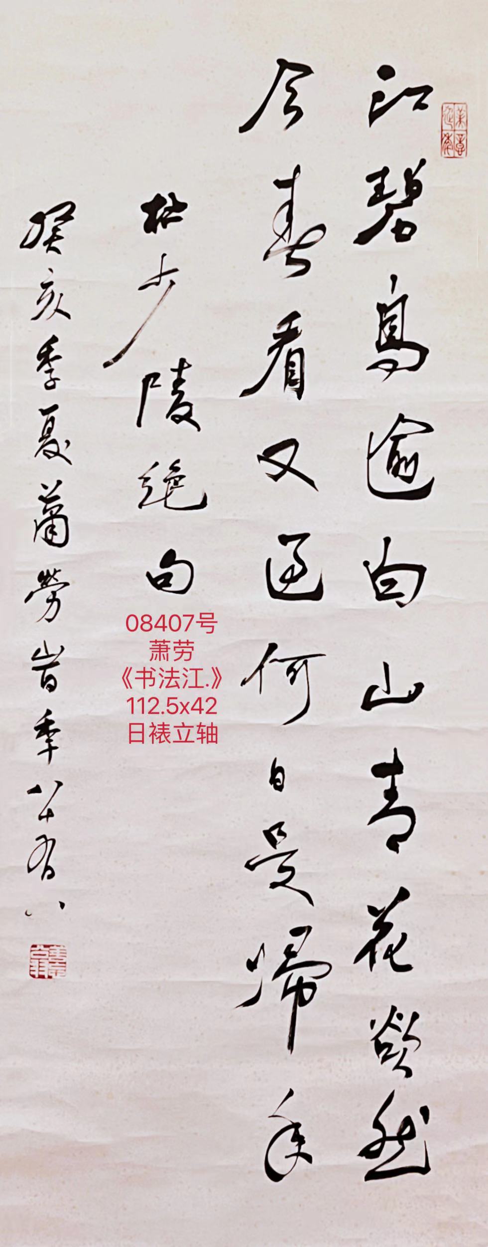 08407号萧劳《书法江.》112.5x42日裱立轴.jpg