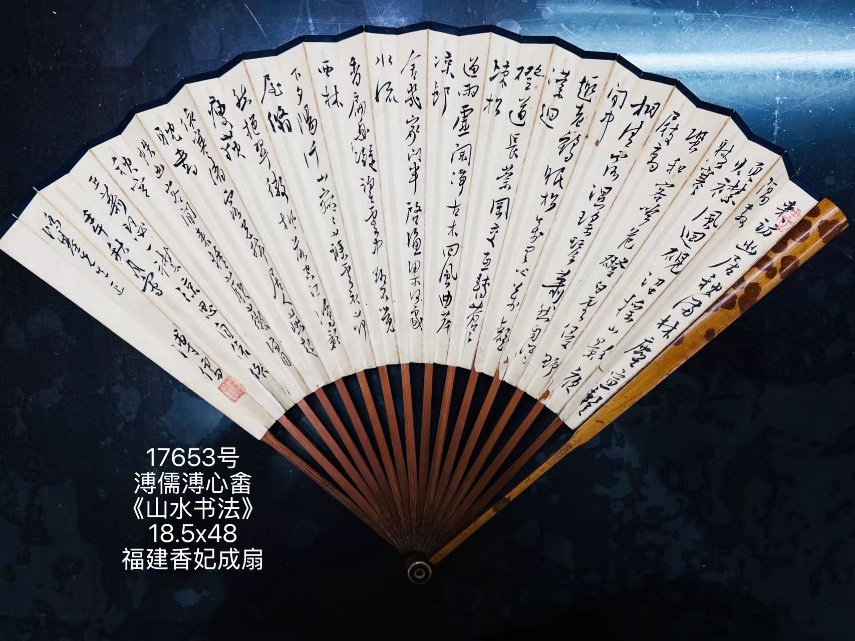 1766738074648936.jpg 17563号溥儒溥心畬《山水书法》18.5x48福建香妃成扇精品1.jpg